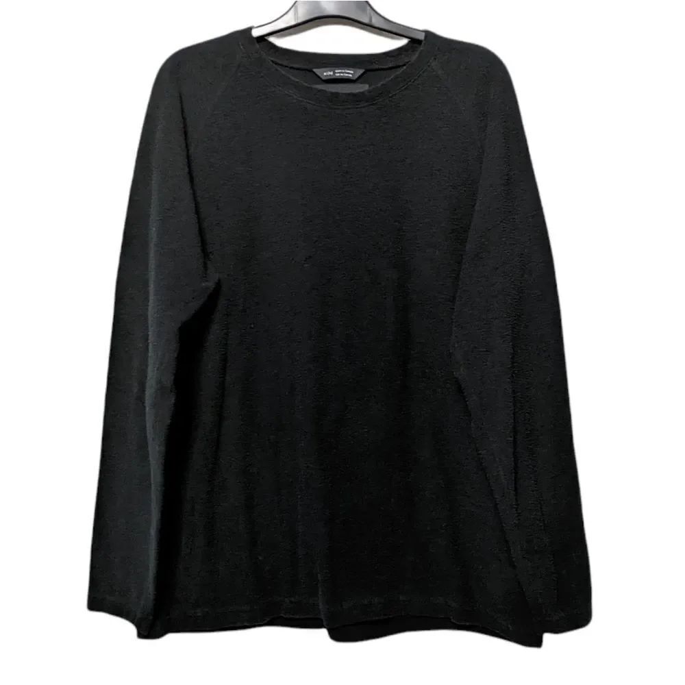 WINGS + HORNS Black Textured Cotton Long Sleeve Top XL